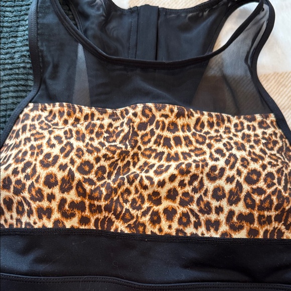 Leopard Print and Black Women's Sports Bra by Zyia. - Picture 2 of 4